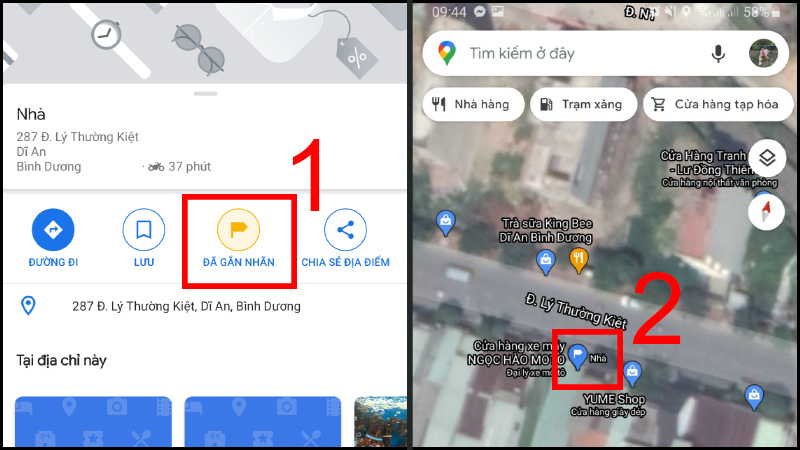Nhãn đã dán sẽ hiện lên màu vàng